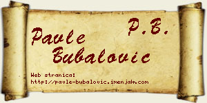 Pavle Bubalović vizit kartica
